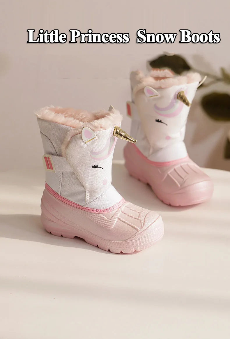 Load image into Gallery viewer, Winter Children Snow Boots Girls High-top Princess Boots Boys Anti-kick Thicken Cotton Shoes Baby Soft Waterproof Cartoon Boots
