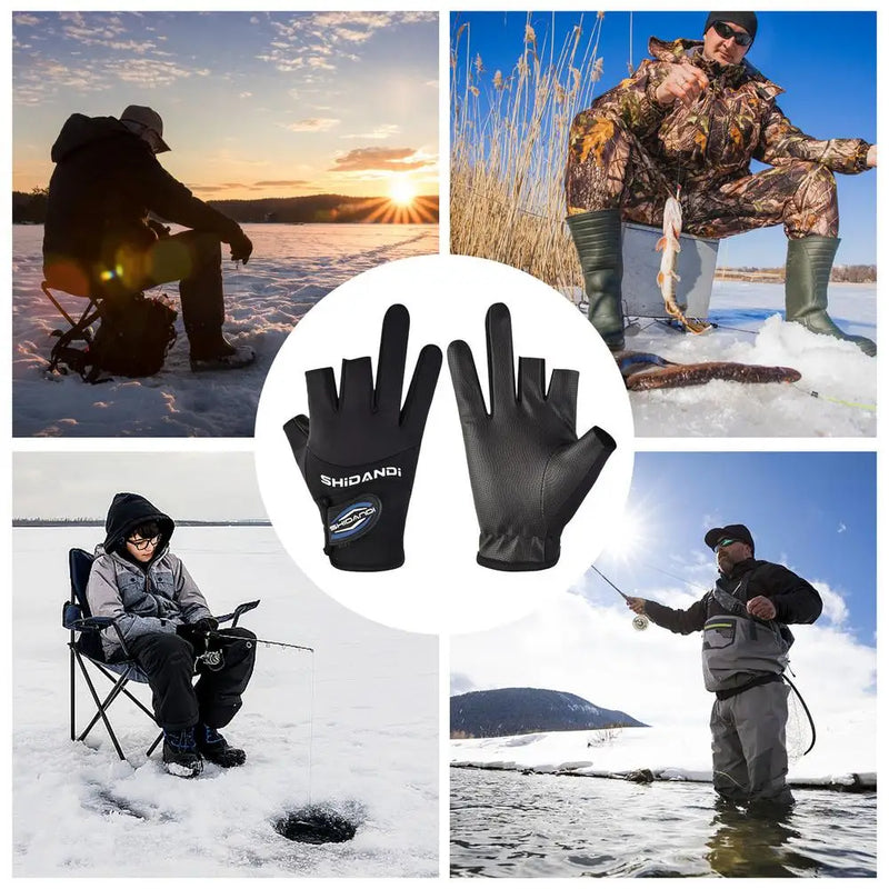 Load image into Gallery viewer, Anti Slip Fishing Gloves 3 Finger Fishing Catching Gloves Cold Weather Fishing Gloves Cold Weather Hunting Gear For Boating
