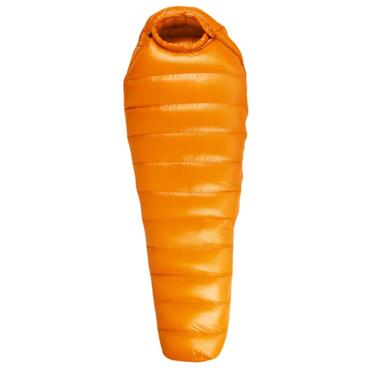 Orange sleeping bag on a white background