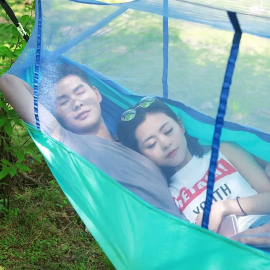 Ultra-Light Nylon Camping Hammock with Mosquito Net – Aerial Tent Style
