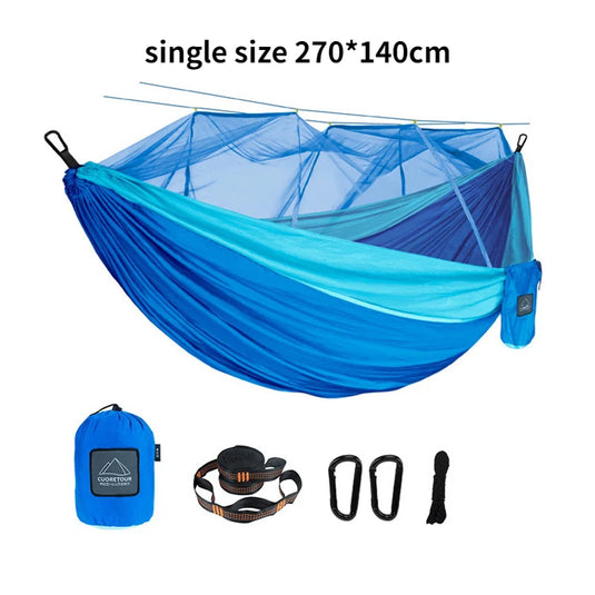 Leaftour Portable Hammock with Mosquito Net – Single & Double Sizes for Travel and Outdoor Camping