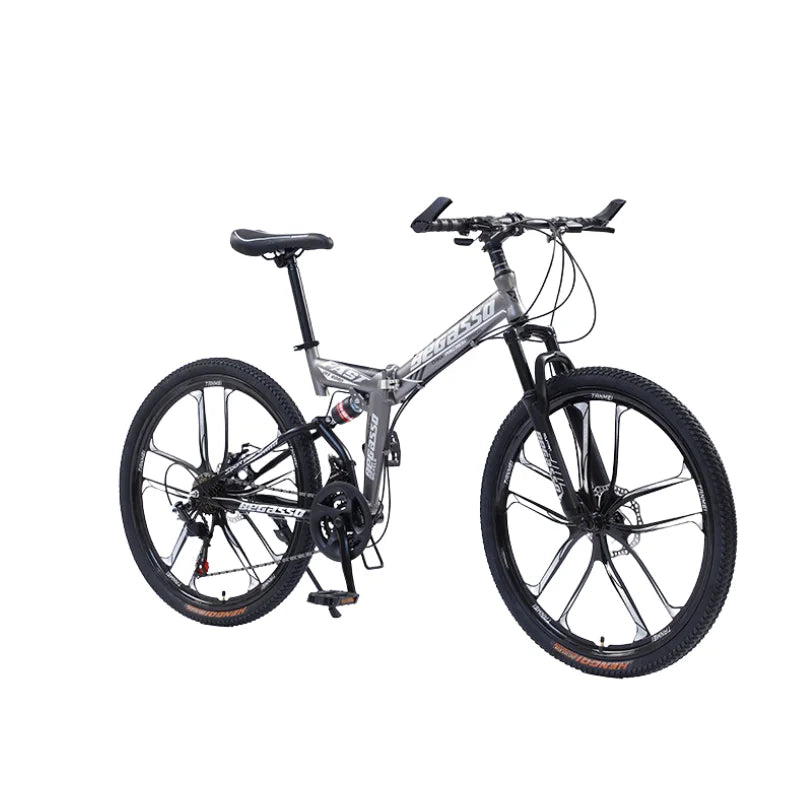 Load image into Gallery viewer, Gear-Shifting Folding Mountain Bike – 26-Inch, 24-Speed, Soft-Tail Carbon Steel Frame
