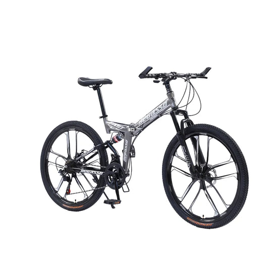 Gear-Shifting Folding Mountain Bike – 26-Inch, 24-Speed, Soft-Tail Carbon Steel Frame