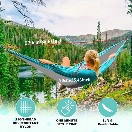 Lightweight Camping Hammock with Tree Straps – Tear-Resistant Nylon Gear for Outdoor & Indoor Use