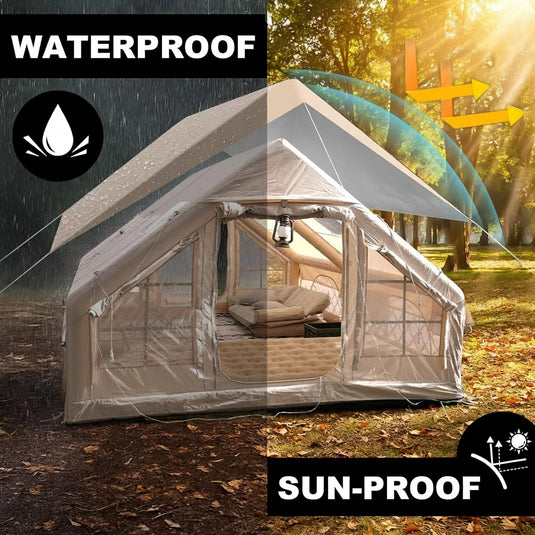 Waterproof and sun-proof tent with outdoor setting