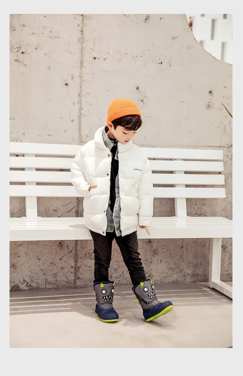 Load image into Gallery viewer, Winter Children Snow Boots Girls High-top Princess Boots Boys Anti-kick Thicken Cotton Shoes Baby Soft Waterproof Cartoon Boots
