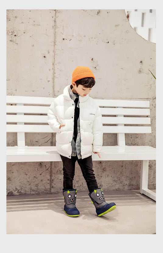 Winter Children Snow Boots Girls High-top Princess Boots Boys Anti-kick Thicken Cotton Shoes Baby Soft Waterproof Cartoon Boots