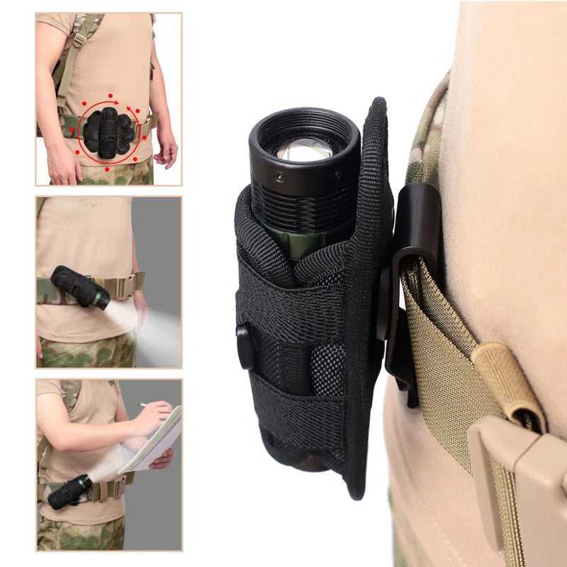 Load image into Gallery viewer, Tactical 360 Degrees Rotatable Flashlight Pouch Holster Torch Case For Belt Portable Torch Cover Holder Hunting
