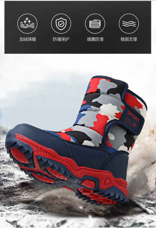 Hot Camouflage Children Snow Boots Hig Top Velvet and Thicken Kids Boot Girl Boys  Anti-slip Wear-resistant Shoe Child Snow Boot