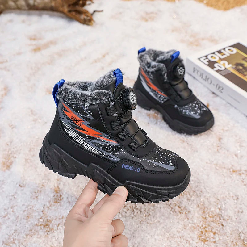 Load image into Gallery viewer, New Children Snow Boots Trendy All-match Kid Winter Thick Bottom Cotton Shoe Mid Top Warm Girl Boy Anti-slip Wear-resistant Boot
