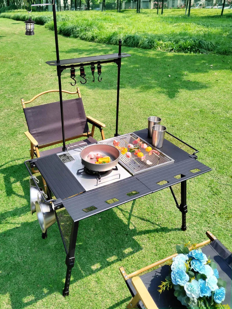 Load image into Gallery viewer, Lightweight IGT Camping Table | Folding Brazier BBQ Burner Table | Adjustable Leg Outdoor Desk
