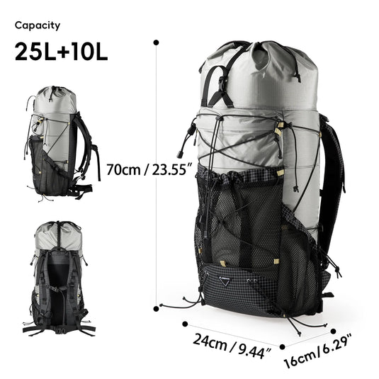 Expandable 25+10L Ultralight Backpack for Camping, Travel Hiking | Unisex