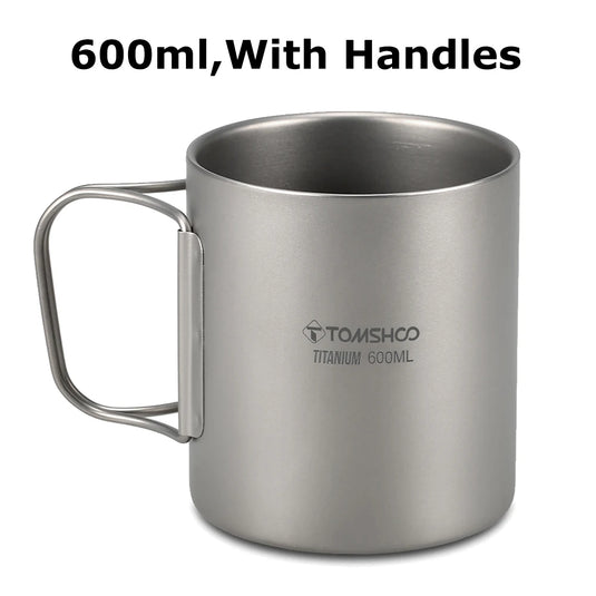 Double Wall Titanium Camp Cup | 220ml–600ml Insulated Coffee Tea Mug | Outdoor Hiking Backpacking