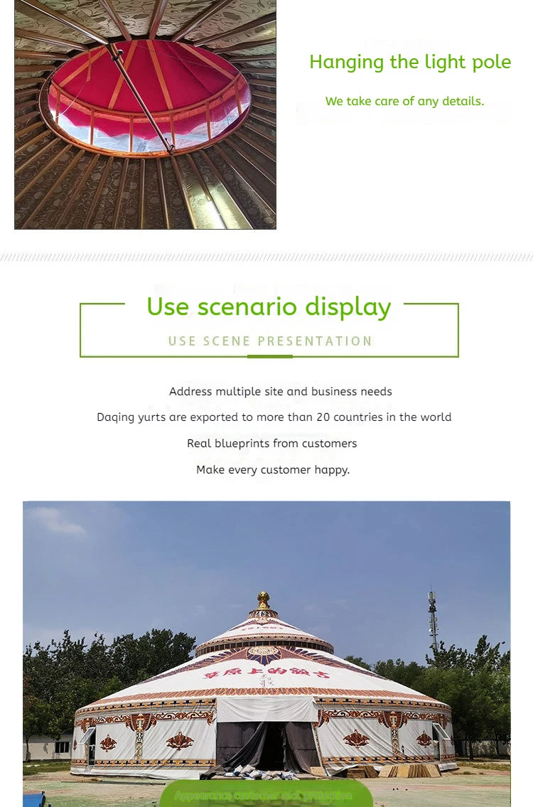 Load image into Gallery viewer, 2024 Large New Yurt Tents Double Slope Steel Bamboo Mongolian Glamping Yurt Water Resistant PVC Farmhouse Restaurant Barbecue
