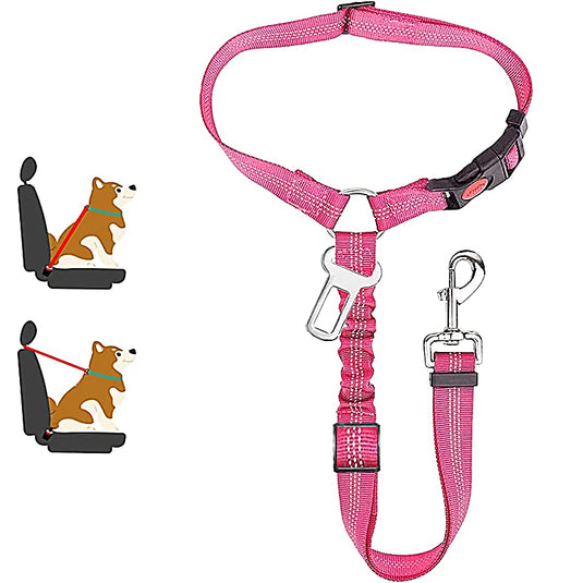 2-in-1 Reflective Pet Harness & Car Seat Belt Shock-Absorbing Travel Leash for Dogs and Cats