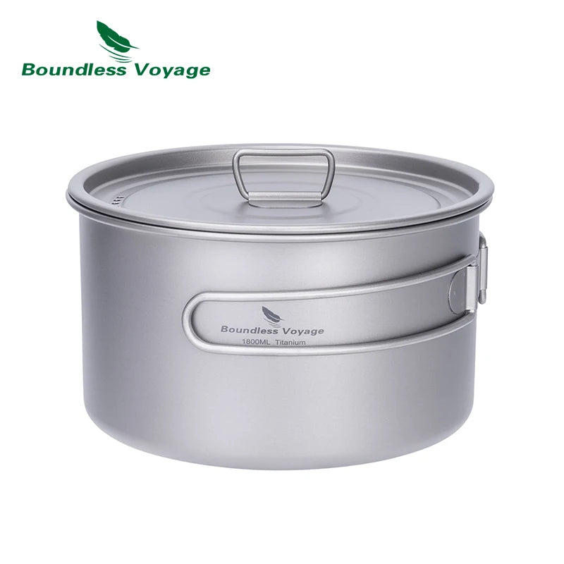 Load image into Gallery viewer, Boundless Voyage Lightweight Titanium Pot | Outdoor Portable Cooking Set Backpacking Pot
