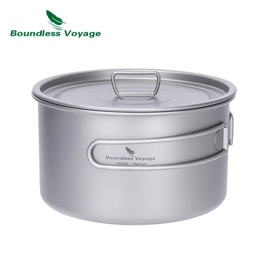Boundless Voyage Lightweight Titanium Pot | Outdoor Portable Cooking Set Backpacking Pot