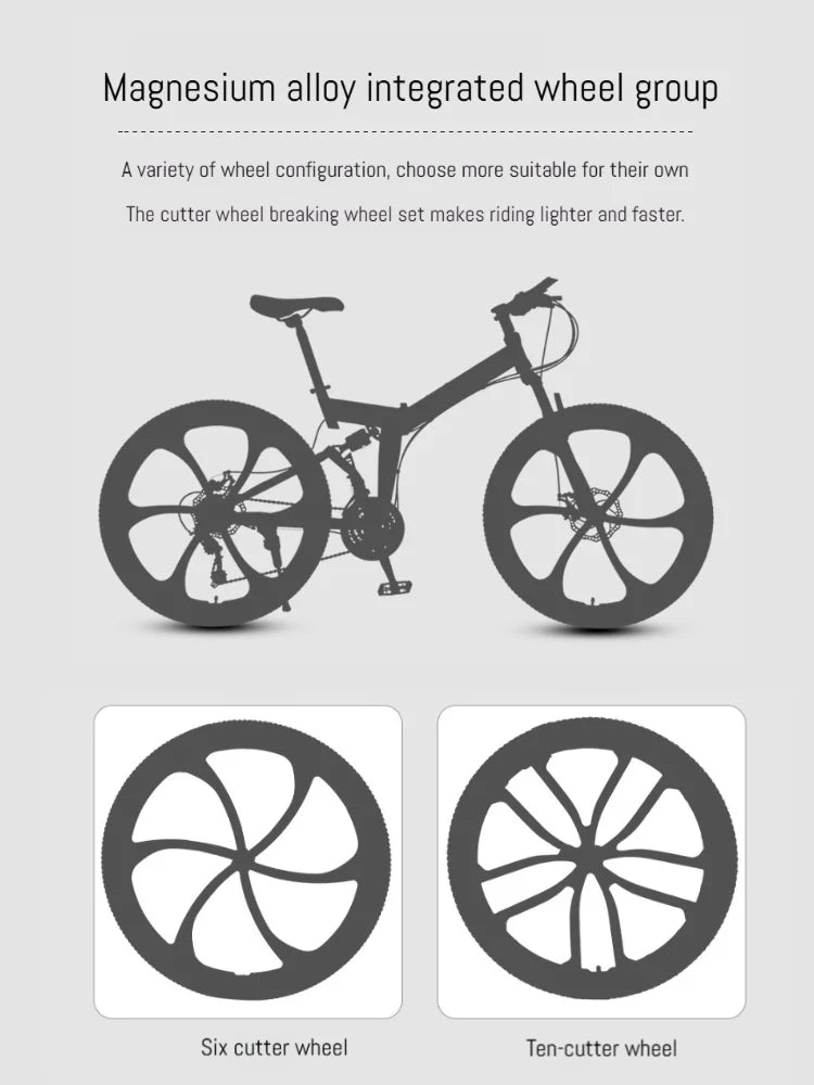 Load image into Gallery viewer, Gear-Shifting Folding Mountain Bike – 26-Inch, 24-Speed, Soft-Tail Carbon Steel Frame
