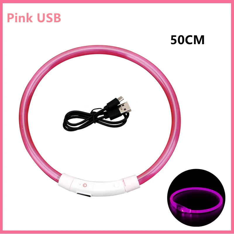 Load image into Gallery viewer, USB Rechargeable LED Dog Collar Adjustable Glowing Safety Collar for Night Walks

