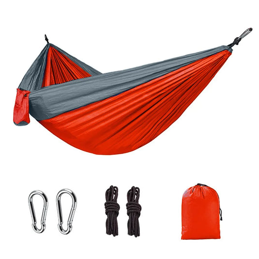 Ultra-Light Double Camping Hammock – Heavy-Duty Parachute Nylon, Portable & Anti-Roll Design
