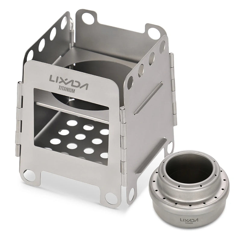 Load image into Gallery viewer, Titanium Folding Wood Stove | Ultralight Pocket Camp Stove | Portable Alcohol Burner Outdoor
