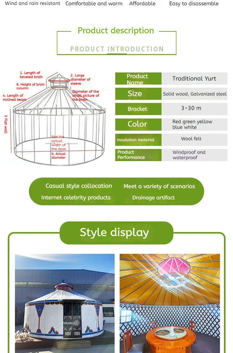 Load image into Gallery viewer, 2024 Large New Yurt Tents Double Slope Steel Bamboo Mongolian Glamping Yurt Water Resistant PVC Farmhouse Restaurant Barbecue
