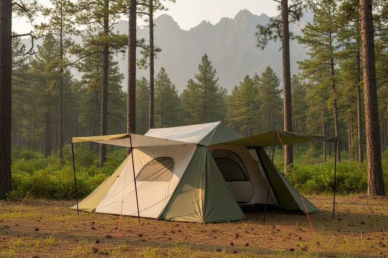 Load image into Gallery viewer, Double-Peak All-Weather Base Camp Shelter | A-Frame Tent with Cloud Cover Canopy
