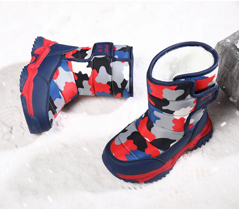 Load image into Gallery viewer, Hot Camouflage Children Snow Boots Hig Top Velvet and Thicken Kids Boot Girl Boys  Anti-slip Wear-resistant Shoe Child Snow Boot

