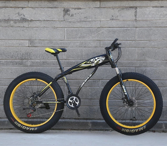 26"/24" Off-Road Bull Wheel Mountain Bike – Double Disc Brake, Variable Speed, Carbon Steel Frame for Men & Women
