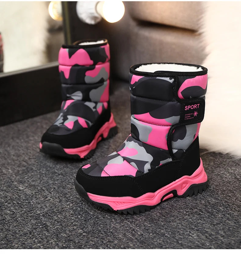 Load image into Gallery viewer, Hot Camouflage Children Snow Boots Hig Top Velvet and Thicken Kids Boot Girl Boys  Anti-slip Wear-resistant Shoe Child Snow Boot
