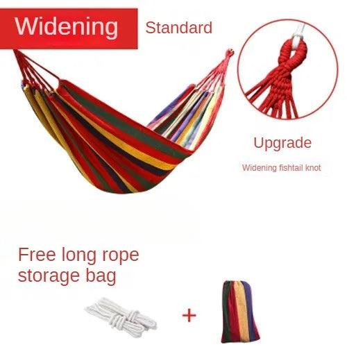 Load image into Gallery viewer, Striped Canvas Hammock – Single &amp; Double Sizes for Outdoor &amp; Indoor Use
