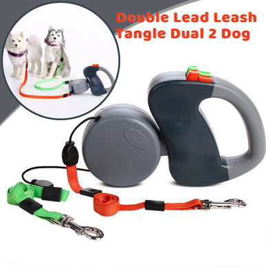 Double Retractable Dog Leash Heavy-Duty, Tangle-Free Walking for Two Dogs (Up to 50lbs Each)