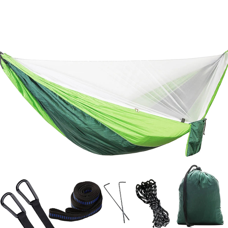 Load image into Gallery viewer, Double/Single Camping Hammock with Mosquito Net &amp; Tree Straps
