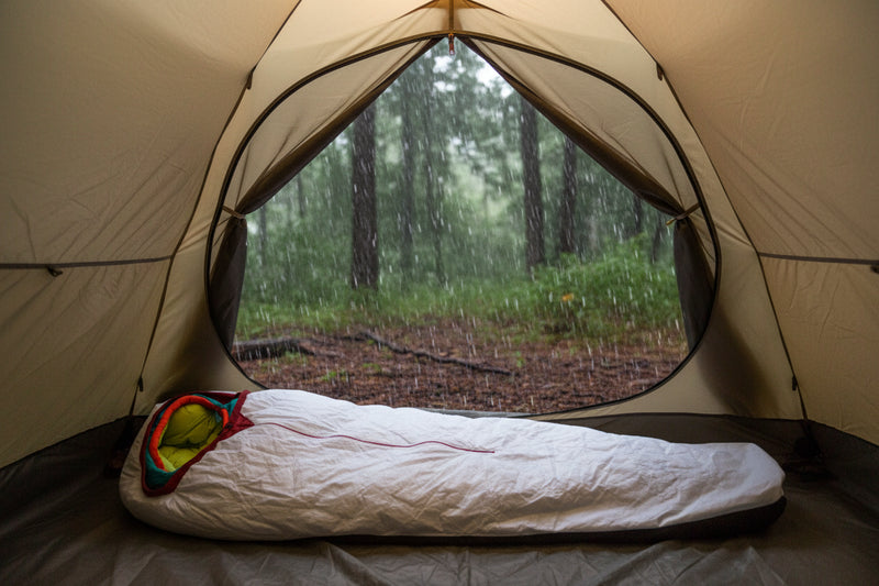 Load image into Gallery viewer, White sleeping bag with colorful interior on a black background, featuring 3F UL GEAR logo.
