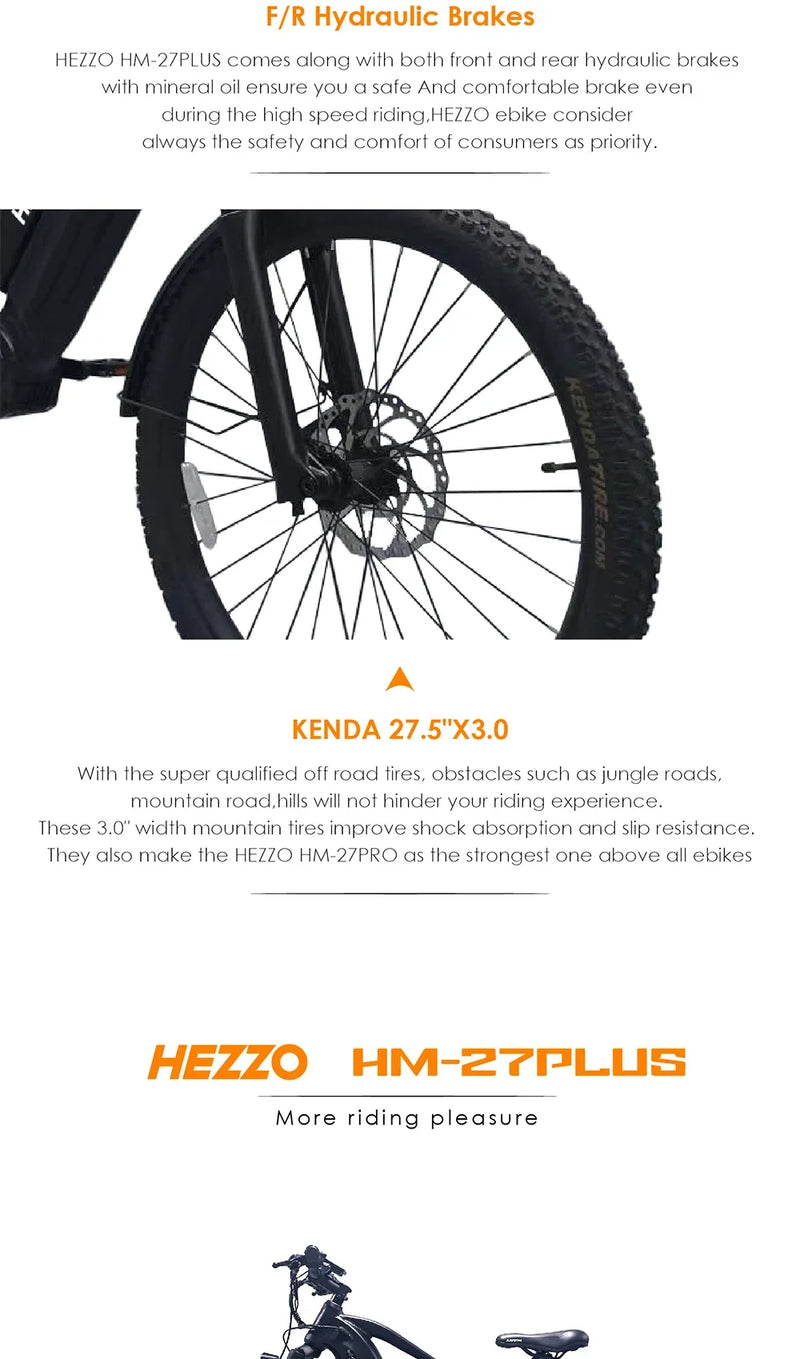 Load image into Gallery viewer, HEZZO Dual Battery Electric Bicycle 52V 1000w BAFANG M620 Mid Drive Ebike 27.5Inch 40Ah LG Mountain Ebike 9 Speed 150km Emtb
