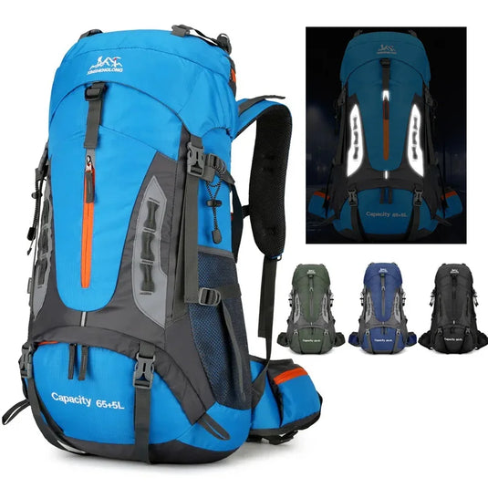 70L Camping Backpack | Hiking Mountaineering Rucksack | Large Travel Pack with Rain Cover