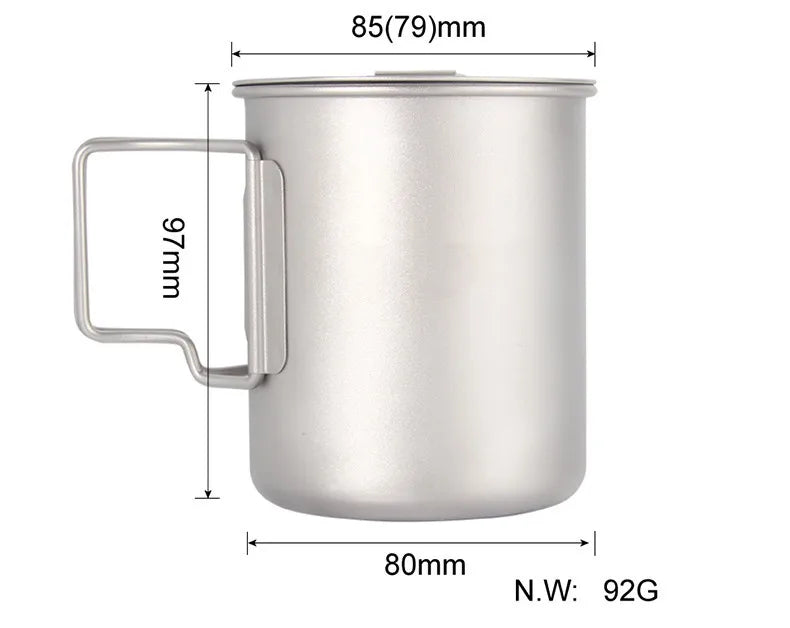 Load image into Gallery viewer, Titanium Camping Cup Pot | 450ml 550ml 650ml 750ml | Ultralight Folding Handle Ti Cook Cup
