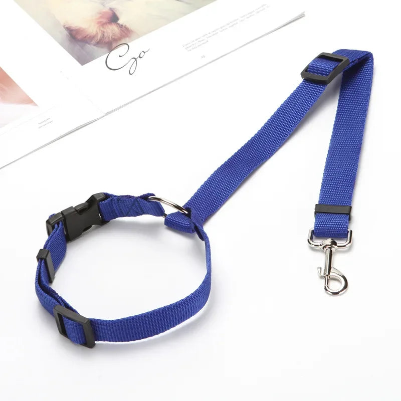 Load image into Gallery viewer, Solid Color Two-in-one Pet Car Seat Belt Nylon Lead Leash Backseat Safety Belt Adjustable Dogs Harness Collar Pet Accessories
