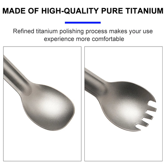Titanium Camping Spork | Ultralight Fork Spoon Tableware | Hiking Picnic Travel Dinnerware