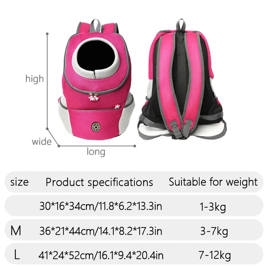 Portable Pet Backpack Chest Carrier Breathable Travel Bag for Small Dogs & Cats