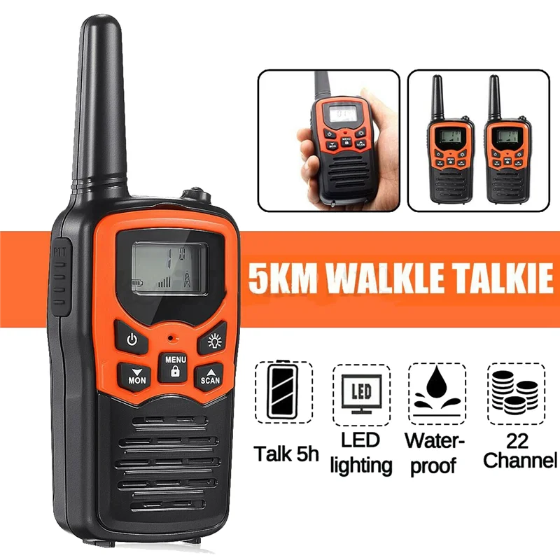 Load image into Gallery viewer, 2Pcs Handheld Walkie Talkie Radio 22 Channels Set 10 Km Uhf 400-470 Mhz Dual Band Long Range Communication Transceiver
