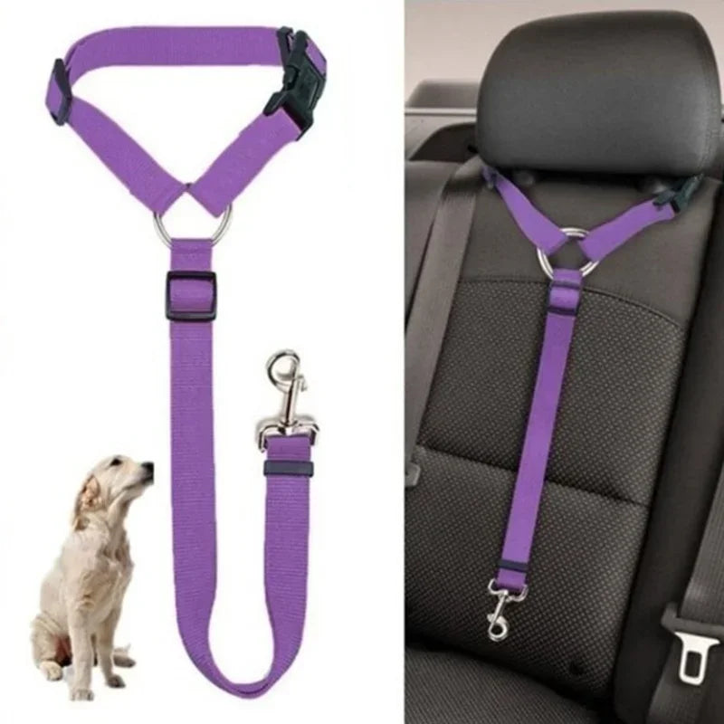 Load image into Gallery viewer, Solid Color Two-in-one Pet Car Seat Belt Nylon Lead Leash Backseat Safety Belt Adjustable Dogs Harness Collar Pet Accessories
