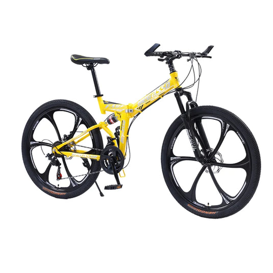 Gear-Shifting Folding Mountain Bike – 26-Inch, 24-Speed, Soft-Tail Carbon Steel Frame