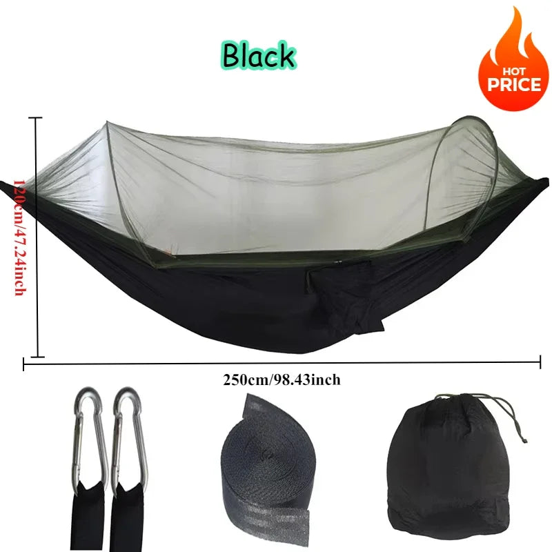 Load image into Gallery viewer, 250×120cm Camping Hammock with Mosquito Net – Lightweight, Breathable, and Insect-Proof Parachute Fabric Hammock

