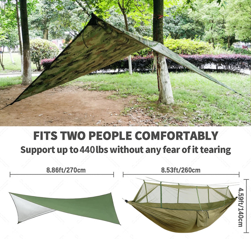 Load image into Gallery viewer, 2-in-1 Hammock with Mosquito Net &amp; Rain Tarp – Portable Survival Shelter for Camping &amp; Outdoor Use
