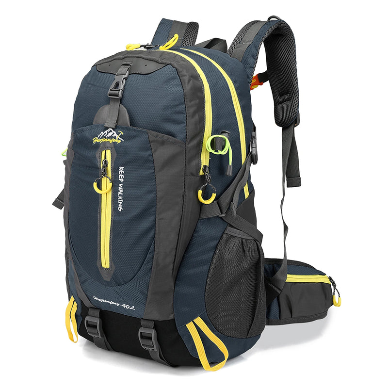 Load image into Gallery viewer, Black backpack with yellow accents on a white background
