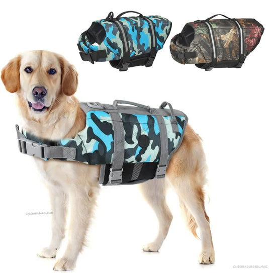 Adjustable Dog Life Jacket with Rescue Handle Sport Safety Rescue Vest Dog Clothes Puppy Float Swimming Suit for All Pet Dogs