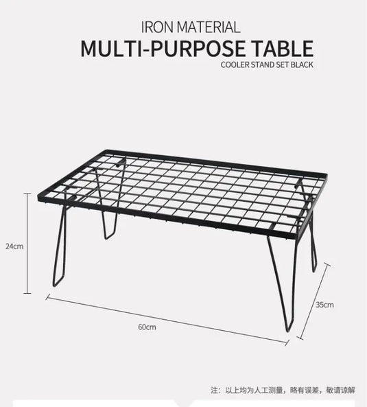 Folding Bamboo Mesh Camping Table | Portable BBQ Drain Storage Rack | Outdoor Dining Table