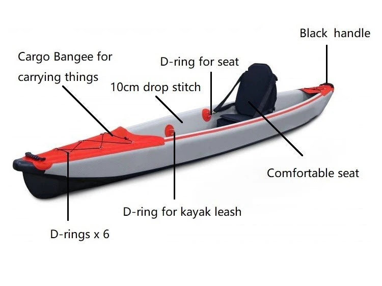 Load image into Gallery viewer, 420Cm 2 Person Inflatable Canoekayak Fishing Boat Drop Stitch Floor Boat Kayak
