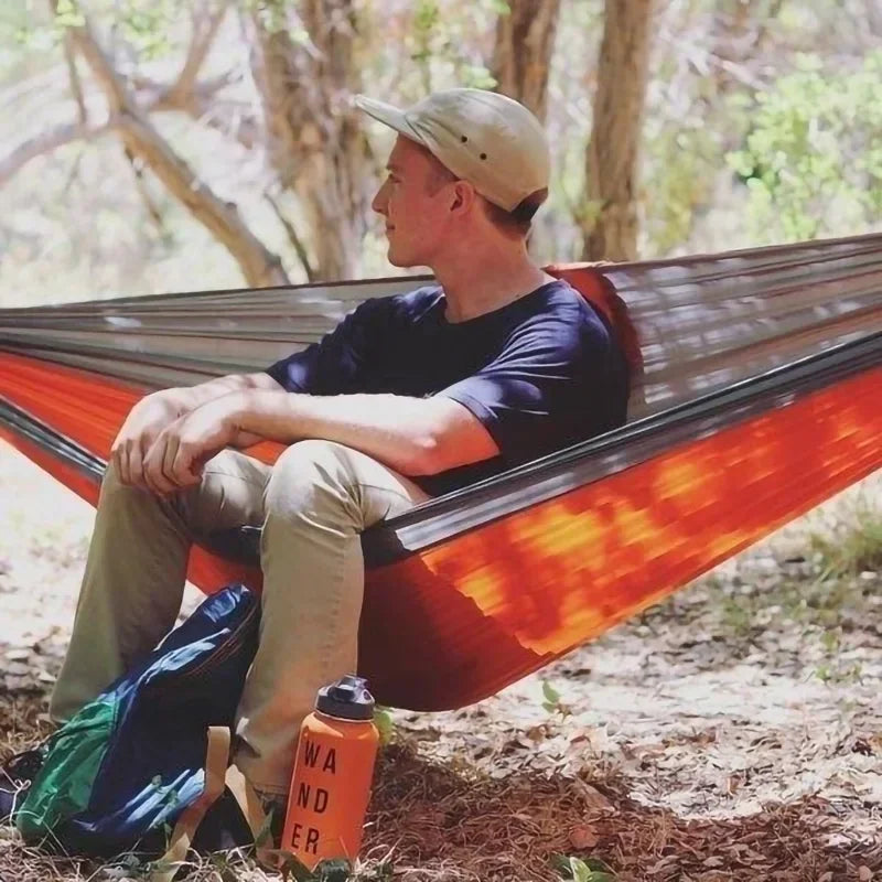 Load image into Gallery viewer, Double-Person Anti-Rollover Nylon Hammock – Lightweight Parachute Fabric Swing for Camping &amp; Outdoor Use
